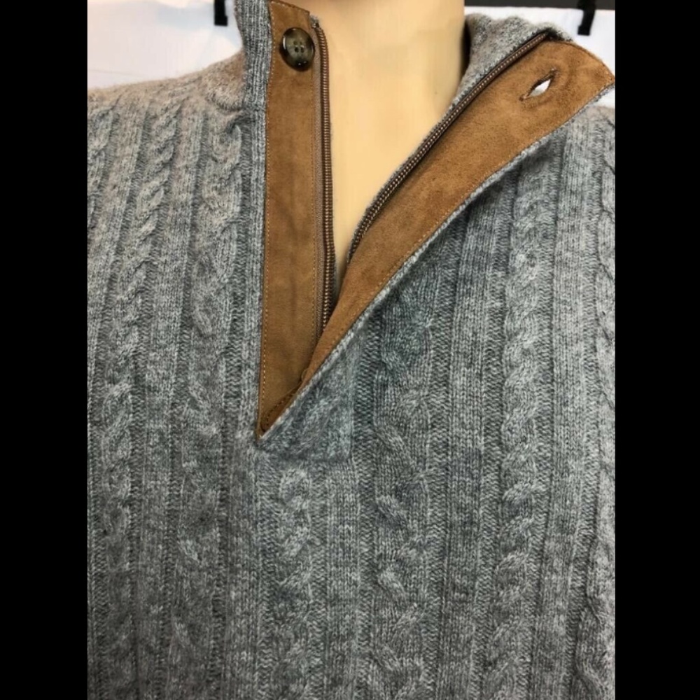 Raffi Mens Sweater Pullover Cable Knitted Gray XXL - Picture 3 of 8